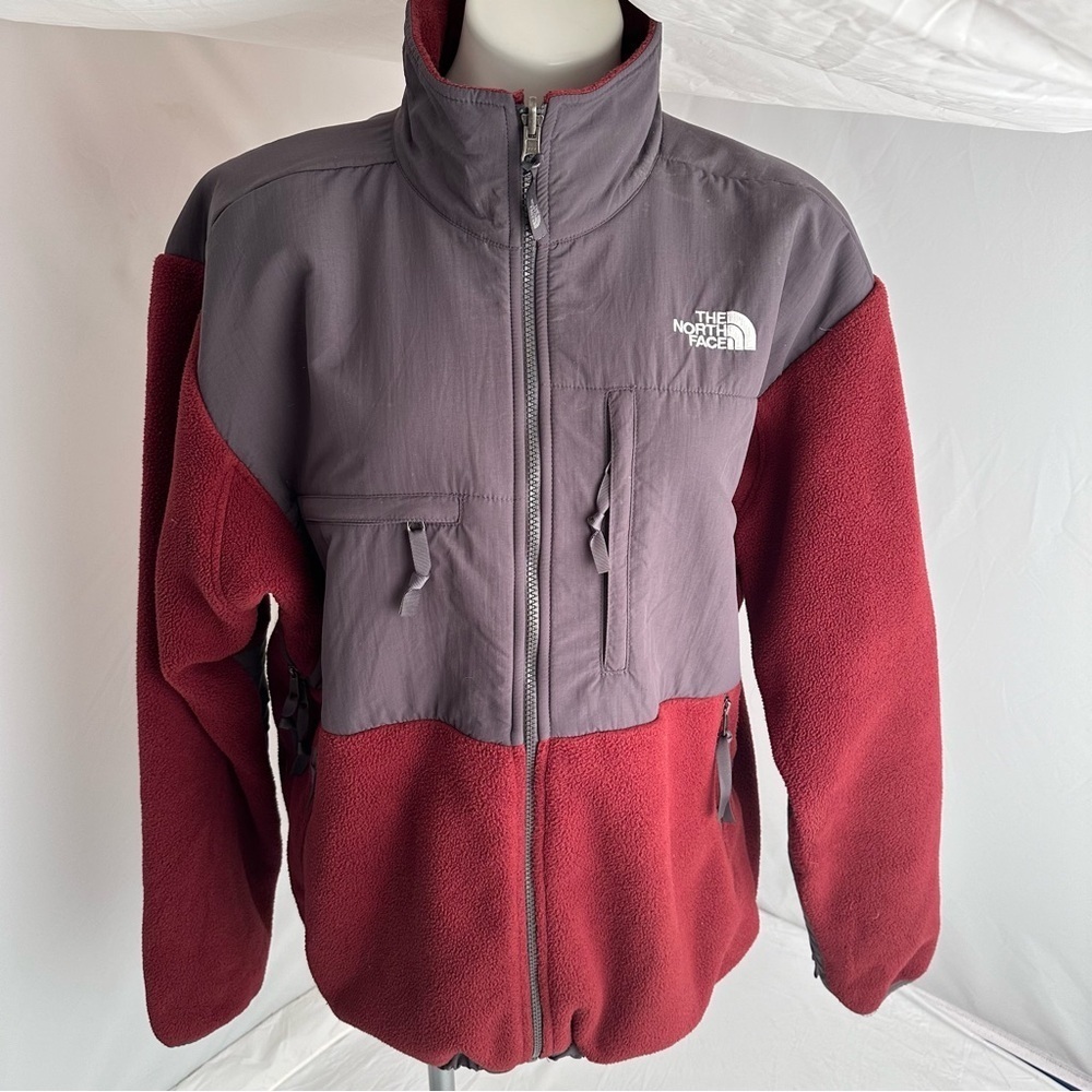 The North Face Denali cranberry and gray vintage full zip fleece jacket